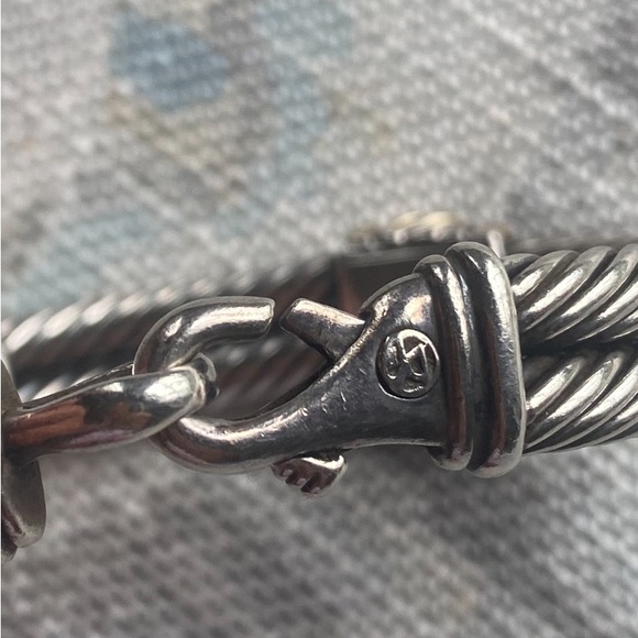 Vintage David Yurman Sterling, 14k and Amethyst Cable Bracelet - Picture 5 of 12